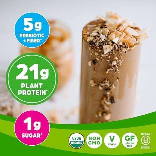 Orgain Organic Vegan Protein Powder, Peanut Butter - 21g Plant Protein, 7g Prebiotic Fiber, Low Net Carb, No Dairy Ingredients, No Added Sugar, For Shakes & Smoothies, 2.03 lb (Packaging May Vary) - Image 3