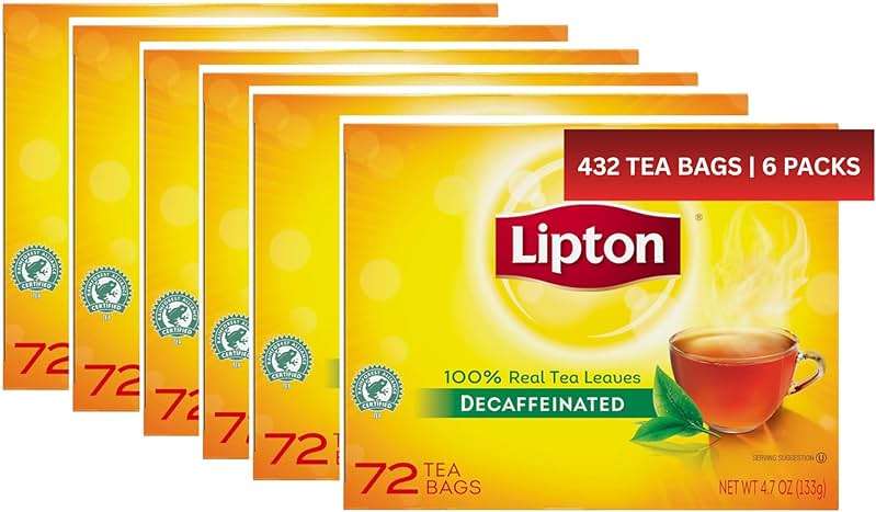 Lipton Black Decaffeinated Hot Tea, 72 count tea bags per box, 6 boxes per case - Image 4
