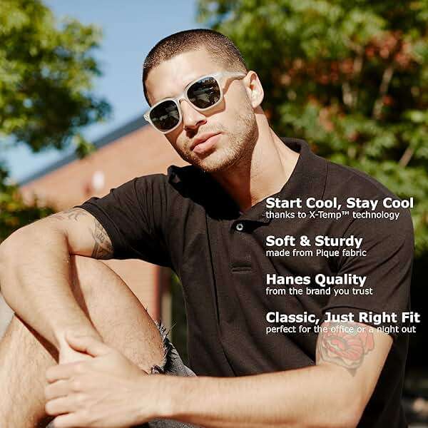 Hanes Men’s X-Temp Short Sleeve Polo Shirt, Midweight Men's Shirt - Image 7