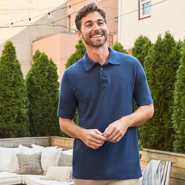 Hanes Men’s X-Temp Short Sleeve Polo Shirt, Midweight Men's Shirt - Image 8
