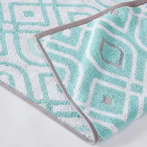 Modern Threads 6 Piece Bath Towel Set – Bathroom Set with 2 Bath Towels, 2 Hand Towels, and 2 Wash Cloths – 100% Cotton, Super Absorbent & Extra Soft – Reversible Classic Diamond (Aqua) - Image 4