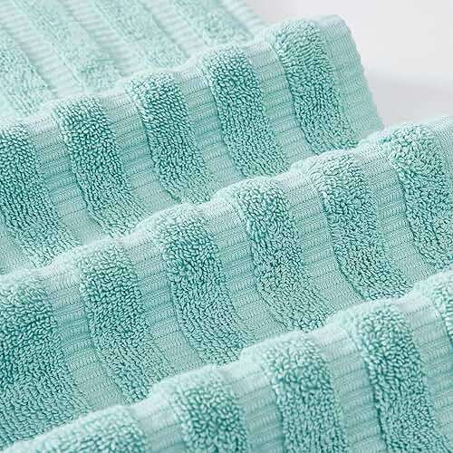Modern Threads 6 Piece Bath Towel Set – Bathroom Set with 2 Bath Towels, 2 Hand Towels, and 2 Wash Cloths – 100% Cotton, Super Absorbent & Extra Soft – Reversible Classic Diamond (Aqua) - Image 5