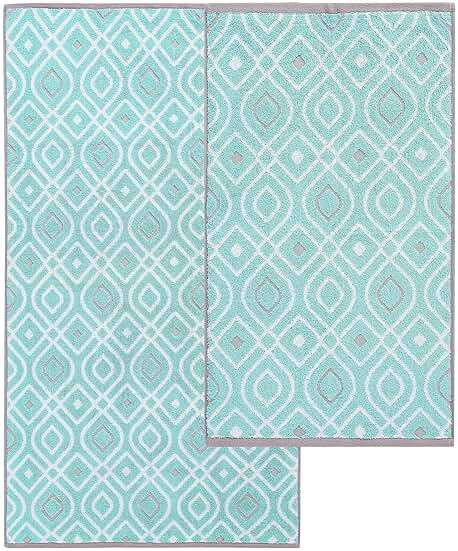 Modern Threads 6 Piece Bath Towel Set – Bathroom Set with 2 Bath Towels, 2 Hand Towels, and 2 Wash Cloths – 100% Cotton, Super Absorbent & Extra Soft – Reversible Classic Diamond (Aqua) - Image 6