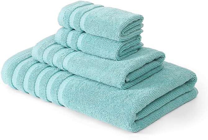 Modern Threads 6 Piece Bath Towel Set – Bathroom Set with 2 Bath Towels, 2 Hand Towels, and 2 Wash Cloths – 100% Cotton, Super Absorbent & Extra Soft – Reversible Classic Diamond (Aqua) - Image 8