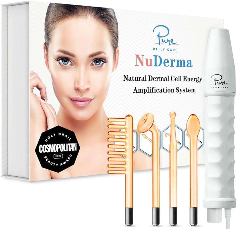 Pure Daily Care NuDerma Handheld Skin Therapy Wand Machine w/Neon – Anti-Aging - Skin Tightening - Wrinkle Reducing - Dark Circles – Clarifying - Hair & Scalp Stimulator - Image 1