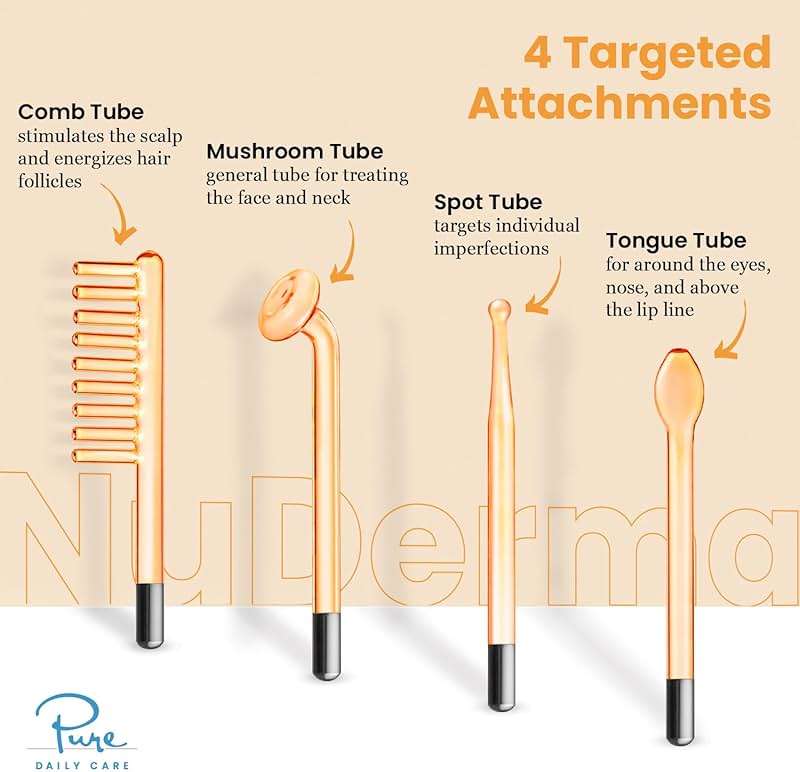 Pure Daily Care NuDerma Handheld Skin Therapy Wand Machine w/Neon – Anti-Aging - Skin Tightening - Wrinkle Reducing - Dark Circles – Clarifying - Hair & Scalp Stimulator - Image 2