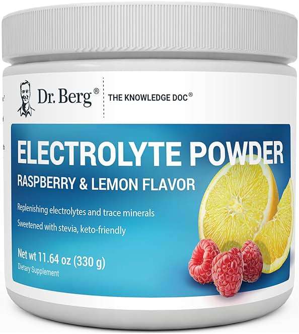 Dr. Berg Zero Sugar Hydration Keto Electrolyte Powder - Enhanced w/ 1000 mg of Potassium & Real Pink Himalayan Salt (NOT Table Salt) - Raspberry & Lemon Flavor Hydration Drink Supplement - 50 Servings - Image 1