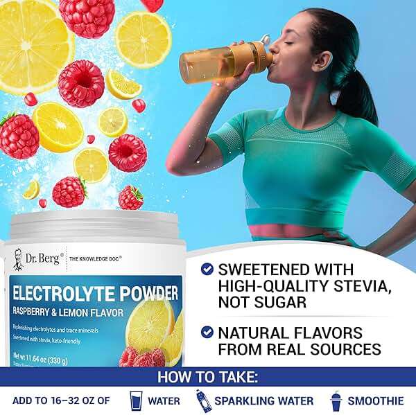 Dr. Berg Zero Sugar Hydration Keto Electrolyte Powder - Enhanced w/ 1000 mg of Potassium & Real Pink Himalayan Salt (NOT Table Salt) - Raspberry & Lemon Flavor Hydration Drink Supplement - 50 Servings - Image 6