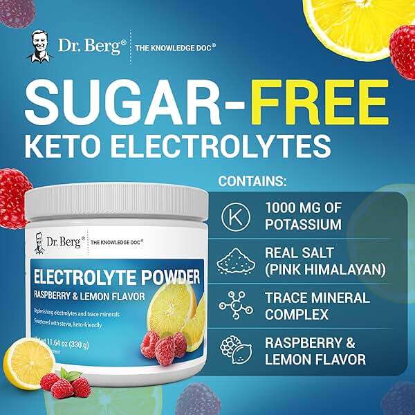 Dr. Berg Zero Sugar Hydration Keto Electrolyte Powder - Enhanced w/ 1000 mg of Potassium & Real Pink Himalayan Salt (NOT Table Salt) - Raspberry & Lemon Flavor Hydration Drink Supplement - 50 Servings - Image 7