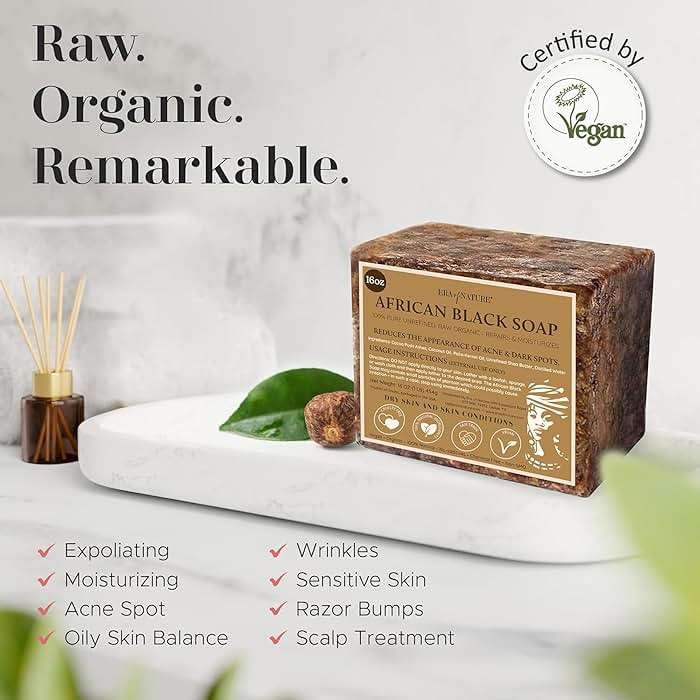era of nature Best Raw ORGANIC AFRICAN BLACK SOAP, for Dry Skin and Skin Conditions. Pure & Natural Ingredients, Imported From Ghana - 1lb (16oz) - Image 4