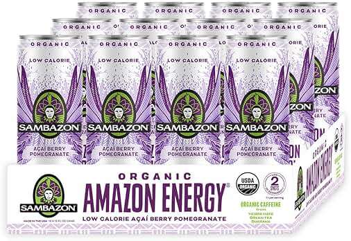 Sambazon Amazon Energy Drink, Low Calorie Acai Berry and Pomegranate, 12 Fl Oz (Pack of 12) - Image 1