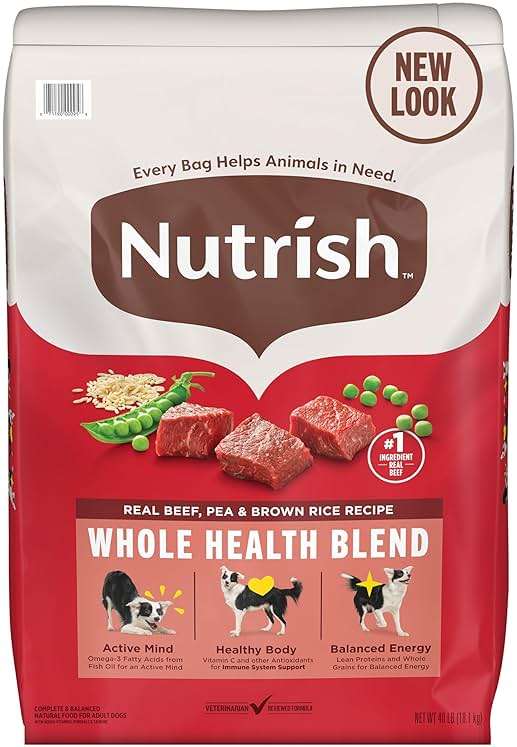 Nutrish Real Beef, Pea & Brown Rice Recipe Whole Health Blend Dry Dog Food, 40 lb. Bag, Packaging May Vary (Rachael Ray) - Image 1