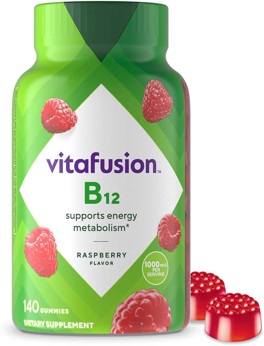 vitafusion Vitamin B12 Gummy Vitamins for Energy Metabolism Support, Raspberry Flavored, America’s Number 1 Gummy Vitamin Brand, 70 Day Supply, 140 Count - Image 1