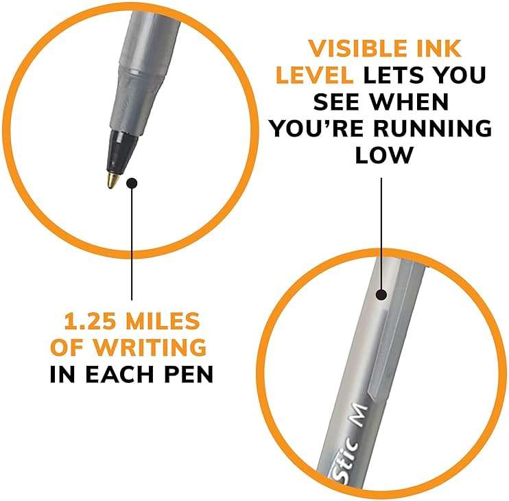 BIC Round Stic Xtra Life Ballpoint Pen, Ultra Long Lasting and Consistent Performance, 144-Count in Black Ink - Image 8