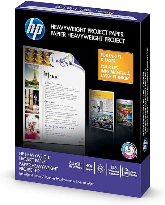 HP HeavyWeight Project Paper, Matte, 8.5x11 in, 40 lb, 250 sheets, works with inkjet, PageWide, laser printers (Z4R14A) - Image 1