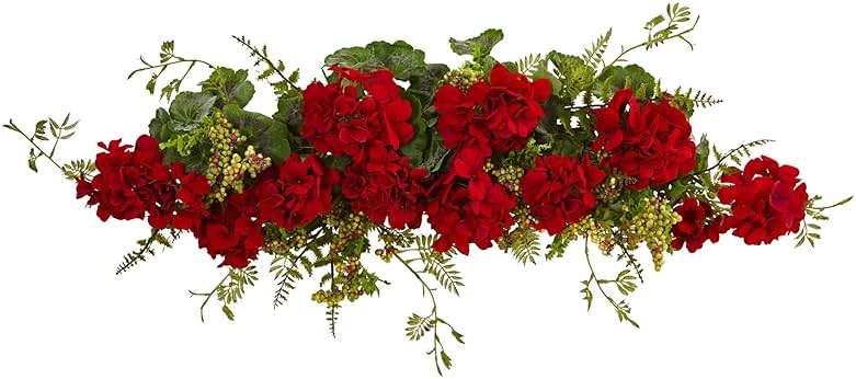 Nearly Natural 32in. Geranium and Berry Swag - Image 1