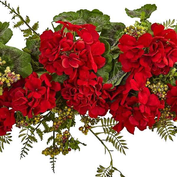 Nearly Natural 32in. Geranium and Berry Swag - Image 3