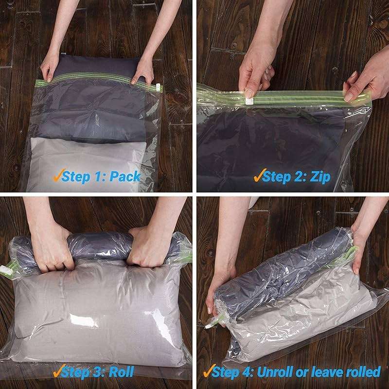 12 Space Saver Storage Bags for Clothes for Travel - Compression, no Vacuum Sacks - Luggage Accessories - Image 5