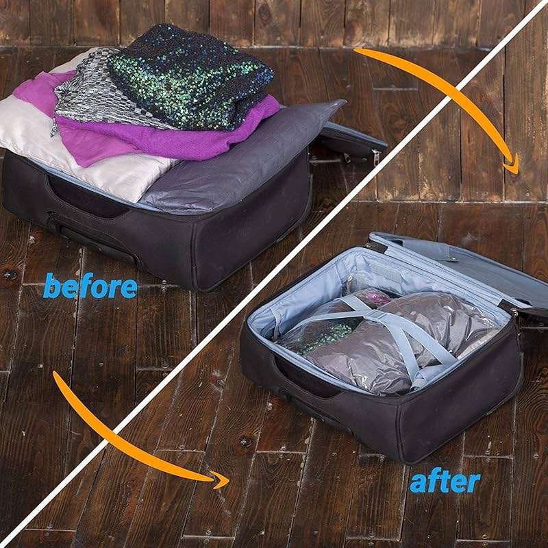 12 Space Saver Storage Bags for Clothes for Travel - Compression, no Vacuum Sacks - Luggage Accessories - Image 6