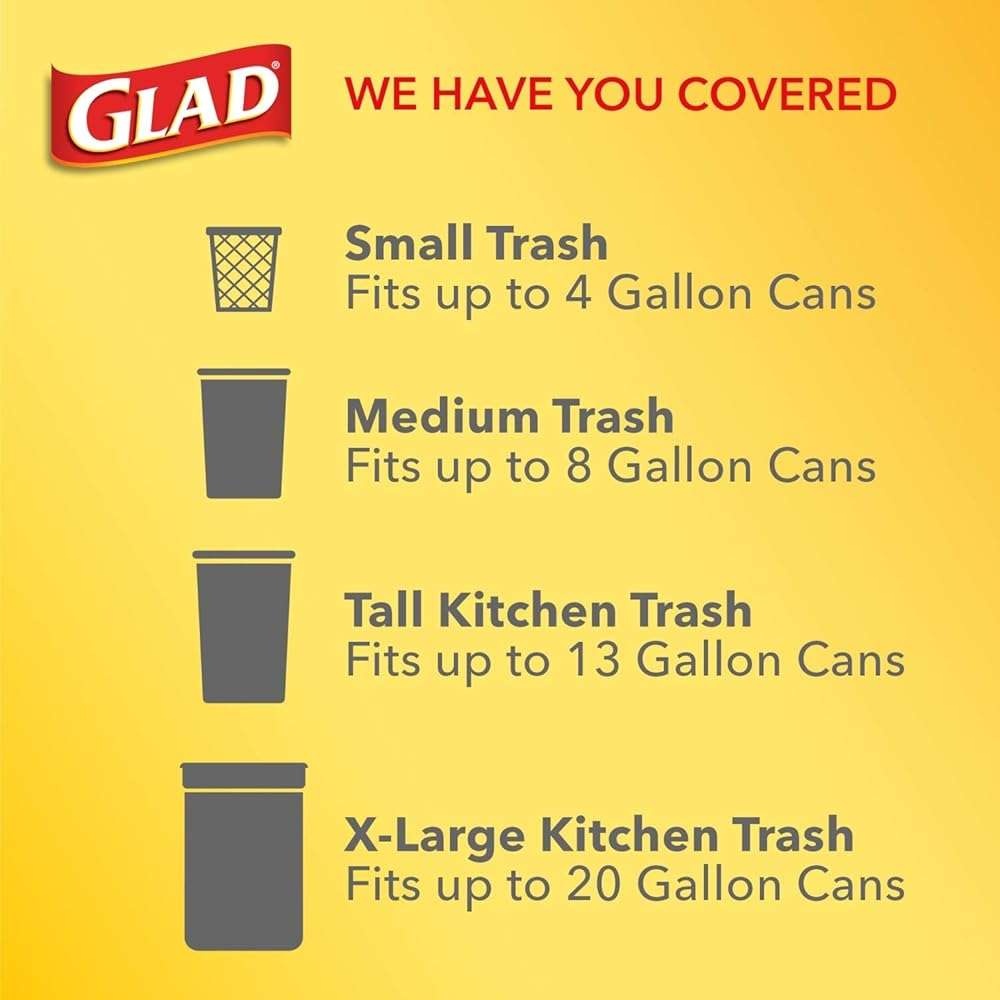Glad Trash Bags, Force Flex Kitchen Pro Drawstring Garbage Bags, Fresh Clean, 80 Count - Image 5