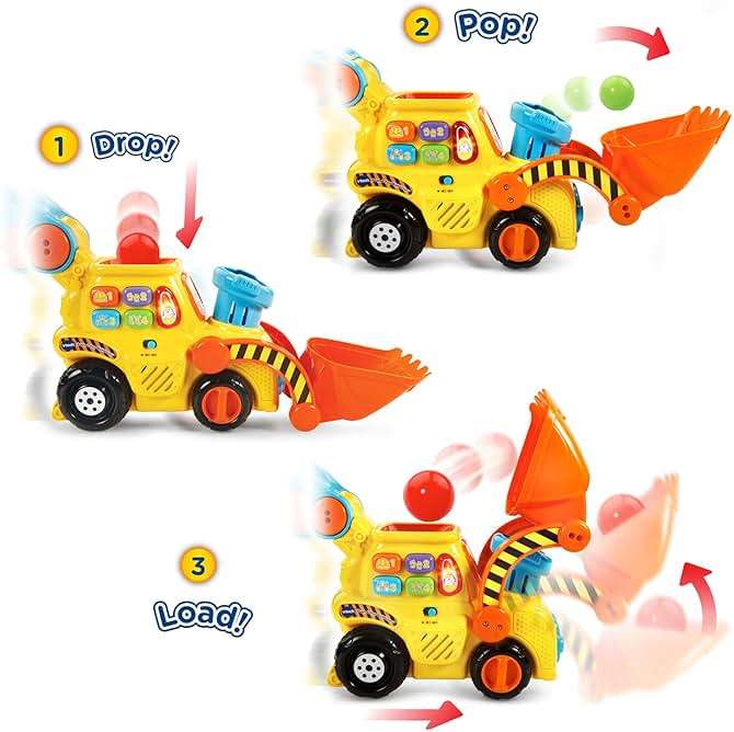 VTech Pop-a-Balls Push and Pop Bulldozer, Yellow - Image 4