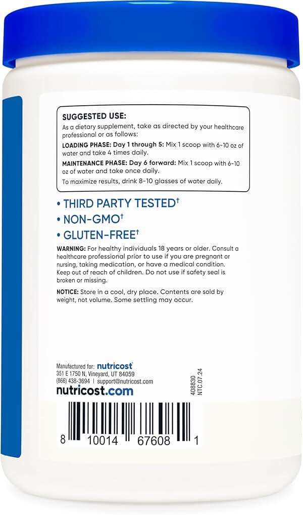 Nutricost Creapure® Creatine Monohydrate 500 Grams - Image 4