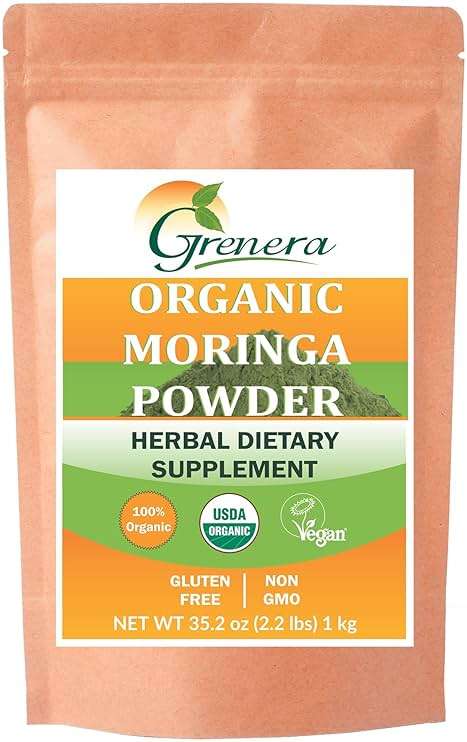 Grenera Organic Moringa Powder | Moringa Oleifera Leaf | Plant Based Ingredient | Lab Tested for Quality | Easy Mix for Smoothies, Drinks & Recipes | from Organic Farms in India | 2.2 lbs (1 kg) - Image 1