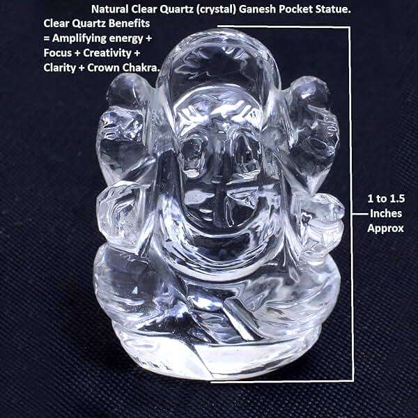 Myhealingworld Ganesh Statue Natural Crystal Quartz Gemstone Ganesha Success and Good Luck Crystal Sculpture Pocket Size Ganesha Statue - Image 2