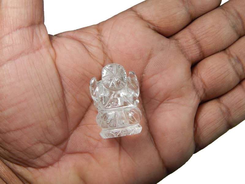 Myhealingworld Ganesh Statue Natural Crystal Quartz Gemstone Ganesha Success and Good Luck Crystal Sculpture Pocket Size Ganesha Statue - Image 3