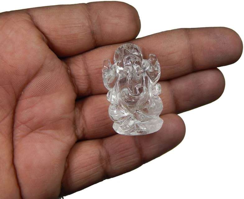 Myhealingworld Ganesh Statue Natural Crystal Quartz Gemstone Ganesha Success and Good Luck Crystal Sculpture Pocket Size Ganesha Statue - Image 4