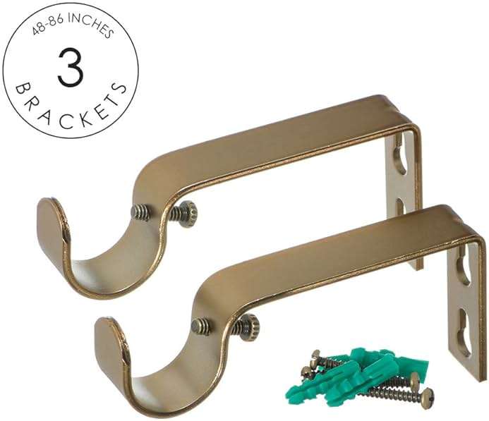 Ivilon Drapery Window Curtain Rod - End Cap Style Design 1 Inch Pole. 48 to 86 Inch Color Warm Gold - Image 3