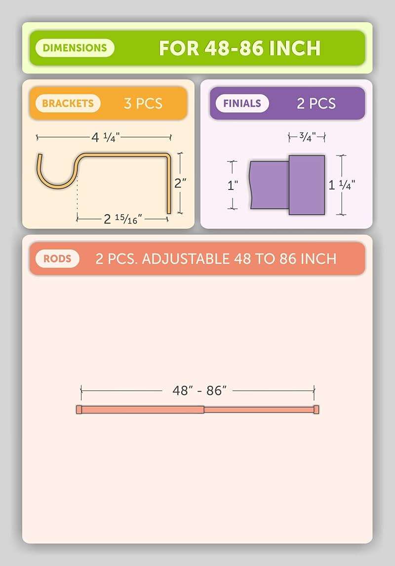 Ivilon Drapery Window Curtain Rod - End Cap Style Design 1 Inch Pole. 48 to 86 Inch Color Warm Gold - Image 6