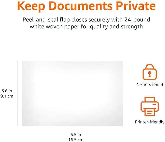 Amazon Basics #6 3/4 Security-Tinted Self-Seal Envelopes for Invoices and Documents, White, 300-Pack - Image 2