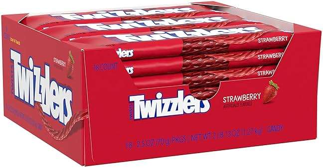 TWIZZLERS Twists Strawberry Flavored Licorice Style, Chewy Candy Packs, 2.5 oz (18 Count) - Image 3