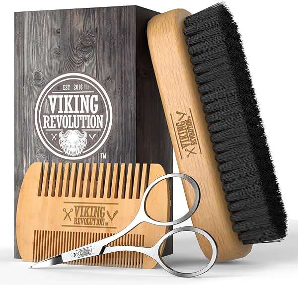 Viking Revolution Beard Comb & Beard Brush Set for Men -- Natural Boar Bristle Brush and Dual Action Pear Wood Comb w/Velvet Travel Pouch - Great for Grooming Beards and Mustaches - Image 8