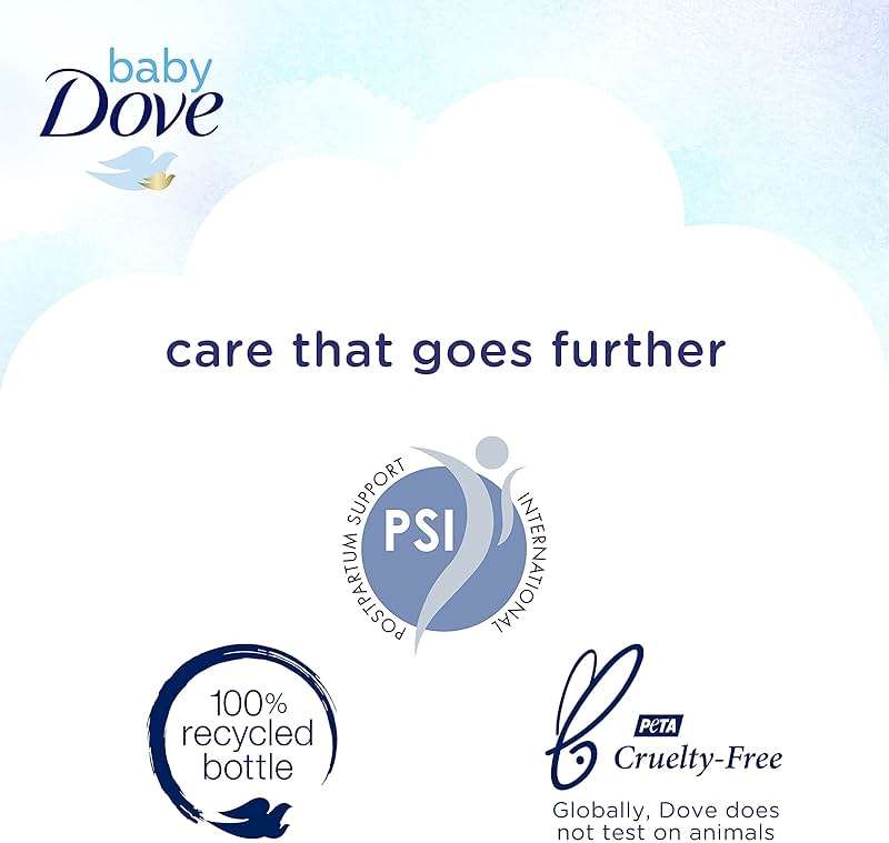 Baby Dove Sensitive Skin Care Baby Wash For Baby Bath Time Rich Moisture Tear-Free and Hypoallergenic, 20 oz (Packaging May Vary) - Image 8