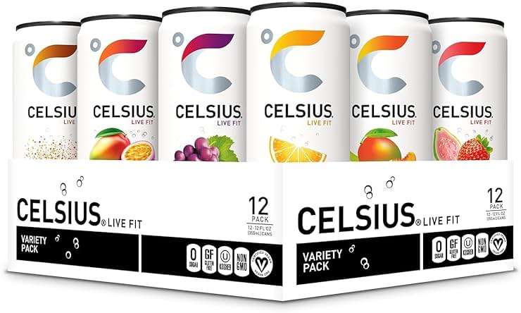 CELSIUS Assorted Flavors Official Variety Pack, Functional Essential Energy Drinks, 12 Fl Oz (Pack of 12) - Image 1