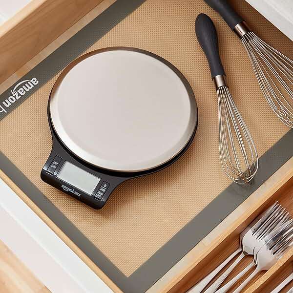Amazon Basics Digital Kitchen Scale with LCD Display, Tare Function, Multiple Units, Weighs up to 11 Pounds, Batteries Included, Black and Stainless Steel - Image 7