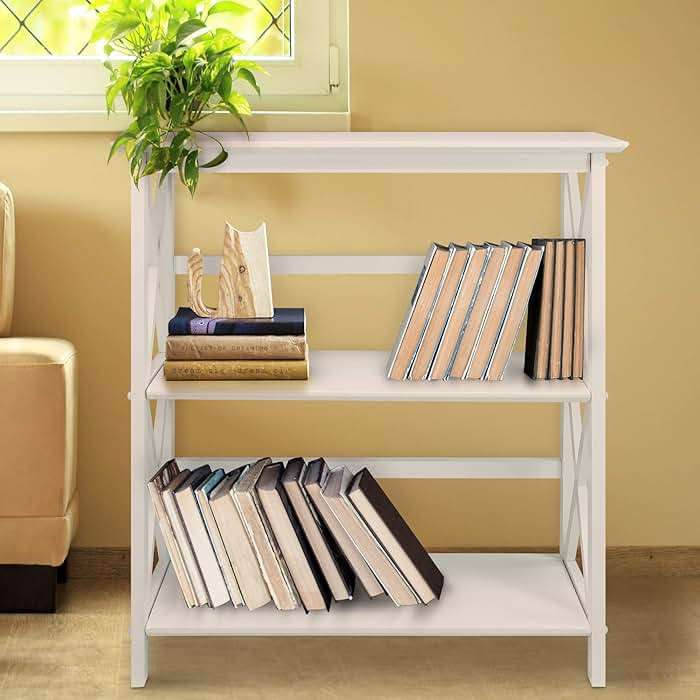 Casual Home Montego 3-Shelf Bookcase, White - Image 3
