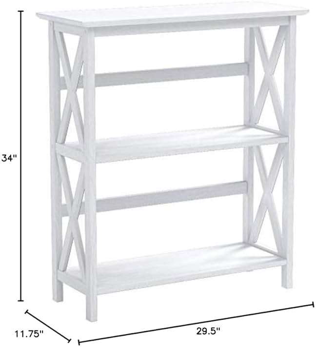 Casual Home Montego 3-Shelf Bookcase, White - Image 13