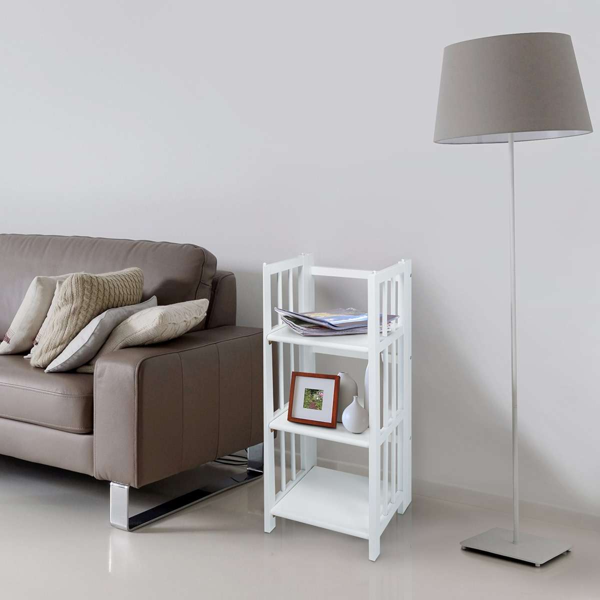 Casual Home 3-Shelf Folding Bookcase, 14" Wide, White - Image 4