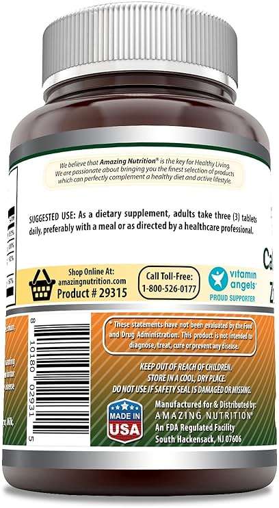 Amazing Formulas Calcium Magnesium Zinc D3-300 Tablets Per Bottle Supplement (Calcium 1000mg - Magnesium 400mg - Zinc 25mg Plus Vitamin D3 600 IU - Per Serving of 3 Tablets) - Image 3