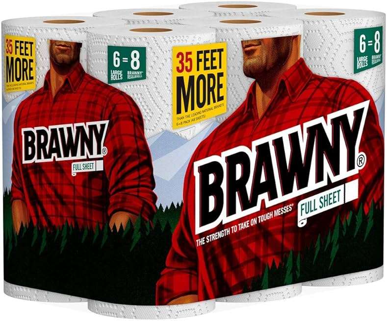 Brawny Paper Towels, 6 Large Rolls, Full Sheet, 6 = 8 Regular Rolls - Image 2