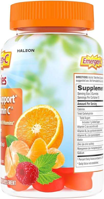 Emergen-C 750mg Vitamin C Gummies for Adults, Immunity Gummies with B Vitamins, Gluten Free, Orange, Tangerine and Raspberry Flavors, Back to School Essentials - 45 Count - Image 11