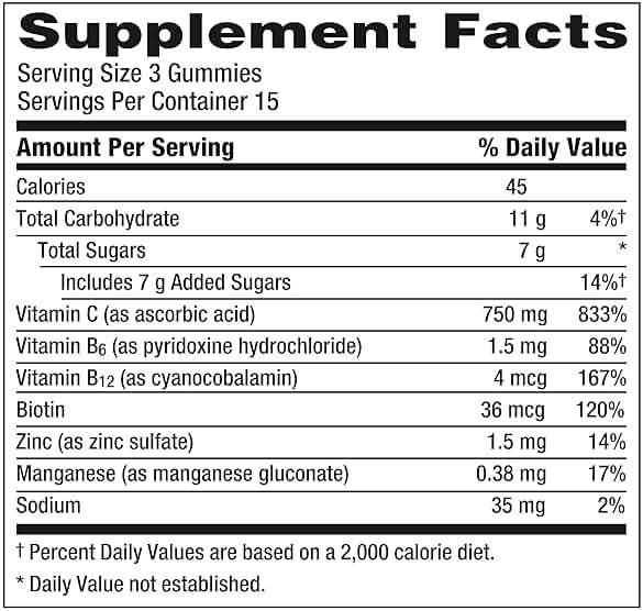 Emergen-C 750mg Vitamin C Gummies for Adults, Immunity Gummies with B Vitamins, Gluten Free, Orange, Tangerine and Raspberry Flavors, Back to School Essentials - 45 Count - Image 13