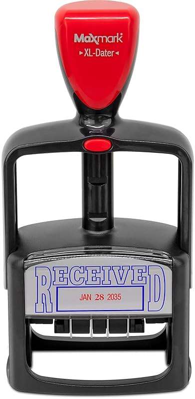 MaxMark Heavy Duty Style 5 Date Stamp with Scanned self Inking Stamp - 2 Color Blue/Red Ink - Image 2
