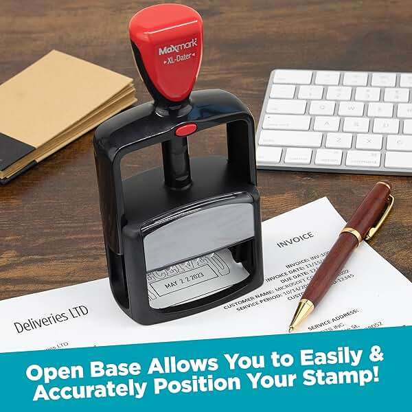 MaxMark Heavy Duty Style 5 Date Stamp with Scanned self Inking Stamp - 2 Color Blue/Red Ink - Image 3