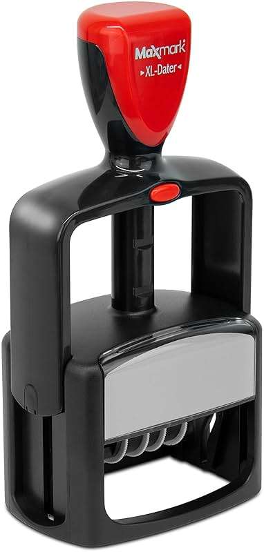 MaxMark Heavy Duty Style 5 Date Stamp with Scanned self Inking Stamp - 2 Color Blue/Red Ink - Image 7