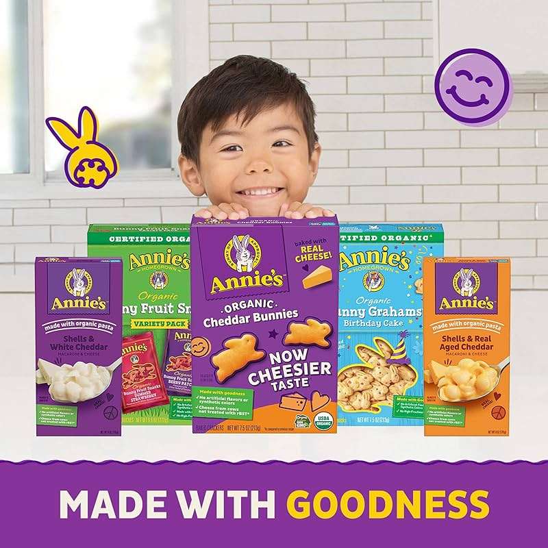 Annie's Organic Cheddar Bunnies Baked Snack Crackers, 12 oz., 12 Pouches - Image 6