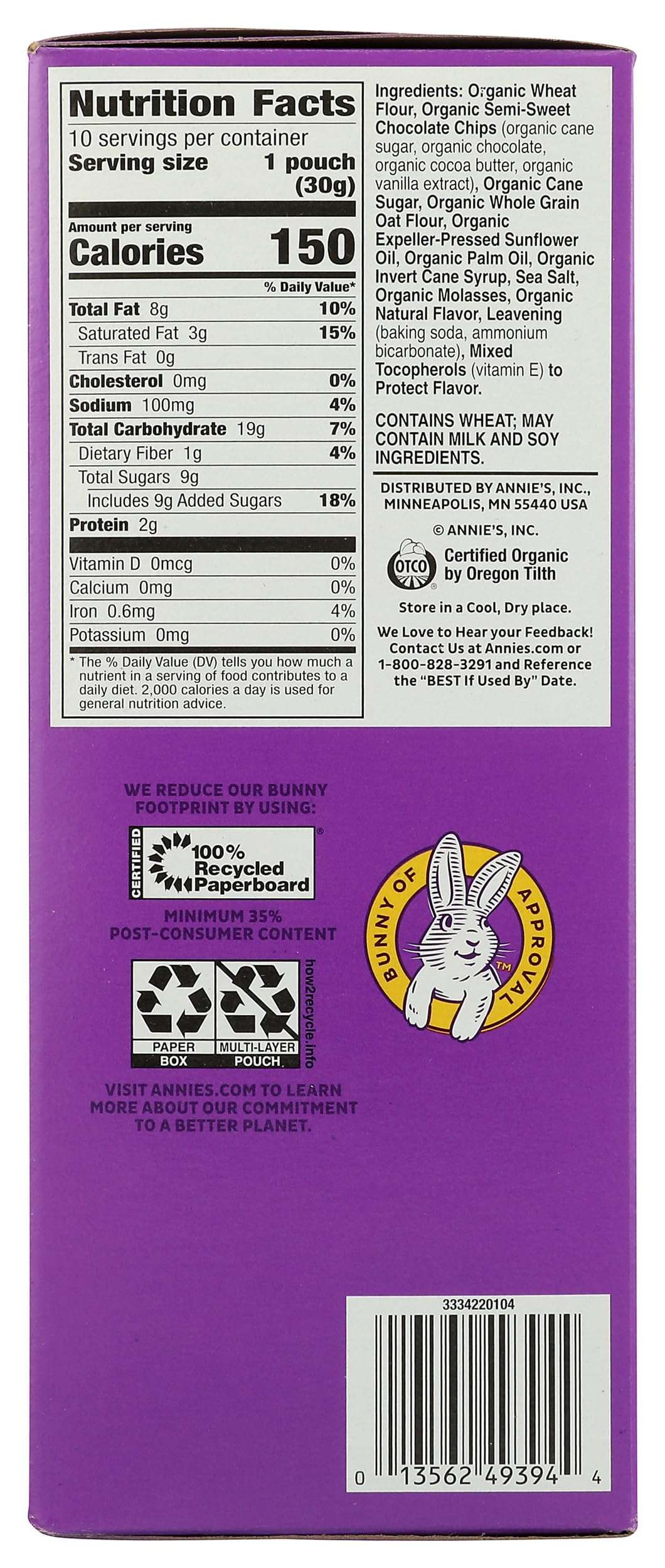 Annie's Organic Chocolate Chip Cookie Bites, 10 Pouches, 10.5 oz - Image 7